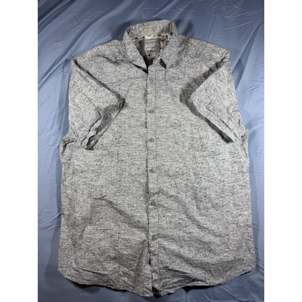 Ricky Singh Denim & Flower Men's Grey Short Sleeve Button Up Shirt Size XL
